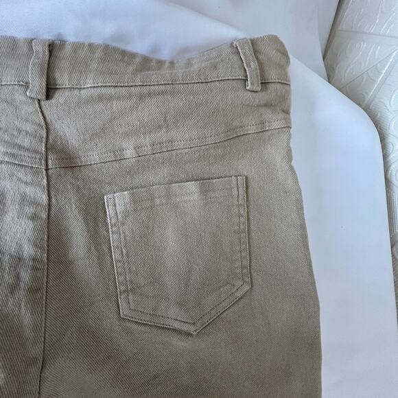 HYFVE Size Large tan slight bell bottom pants stretch see slit on bottoms decor - Picture 8 of 14
